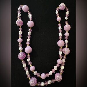 Purple Acrylic Bead Vintage Necklace